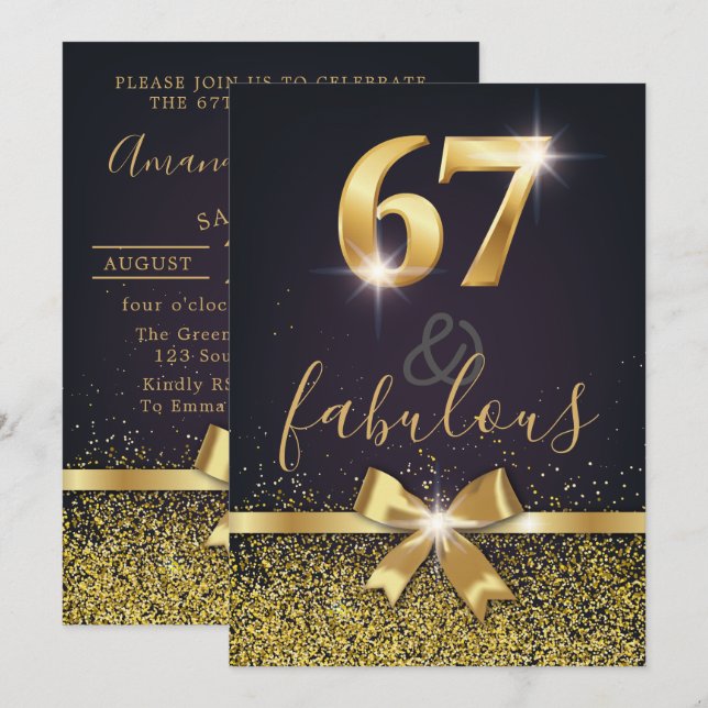 Invitation Elégant 67 & Fabulous Gold Parties scintillant 67t (Devant / Derrière)