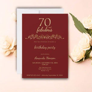 Invitation Elégant 70 et Fabuleux Ornement 70e Anniversaire