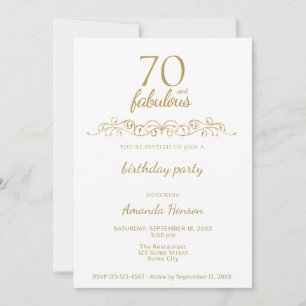 Invitation Elégant 70 et Fabuleux Ornement 70e Anniversaire