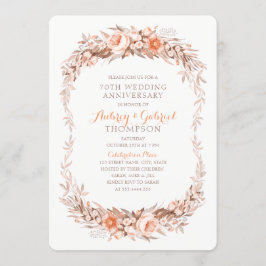 Invitation Élégant 70e Anniversaire de Mariage Floral Automne