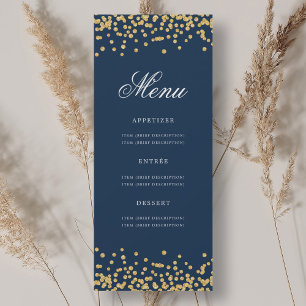 Invitation Elégant 70e Anniversaire Menu Gold Marine Blue Con