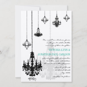 Invitation Élégant 7 chandeliers noirs Mariage