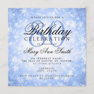 Invitation Elégant 80e anniversaire Blue Winter Wonderland
