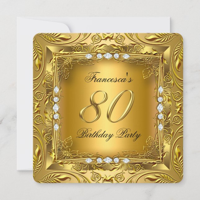 Invitation Élégant 80e anniversaire de la fête Elite Diamants (Devant)