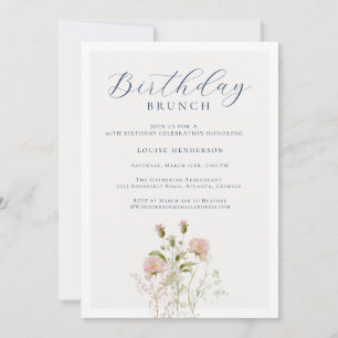 Invitation Elégant 90ème Fleur sauvage de calligraphie Annive