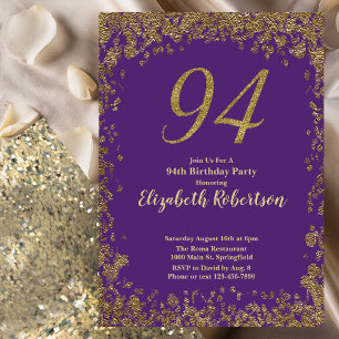 Invitation Élégant 94e Anniversaire Violet et Or