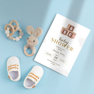 Invitation Elégant ABC bloque le Baby shower minimaliste