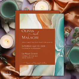 Invitation Élégant Agate Abstrait moderne en terre cuite