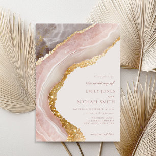 Invitation Élégant Agate de Pierre Marbre Chic Mariage
