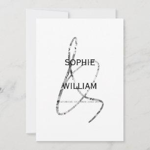 Invitation Élégant Ampersand Argent minimaliste Mariage moder