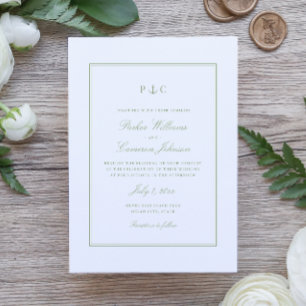 Invitation Élégant Ancre marin vert Sage Mariage
