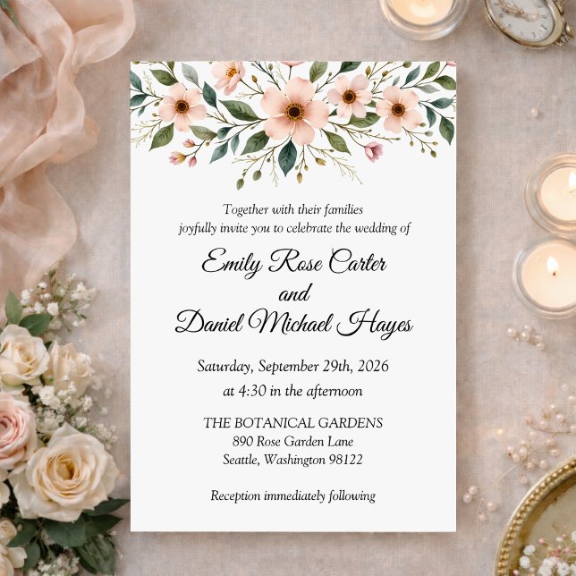 Invitation Elegant Anemone Wildflower Botanical Wedding  (Créateur téléchargé)