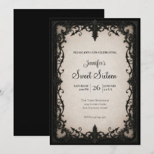 Invitation Elégant Anniversaire 16 ans Vintage Sucré