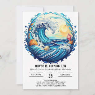 Invitation Élégant Anniversaire de enfant de vagues de plage