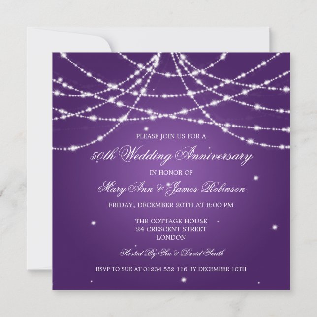 Invitation Élégant Anniversaire de Mariage Chaîne d'Étoiles V (Devant)