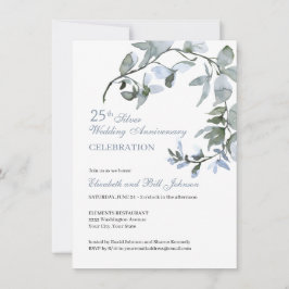 Invitation Élégant Anniversaire de Mariage de 25 ans aux Fleu