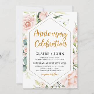 Invitation Élégant Anniversaire Floral