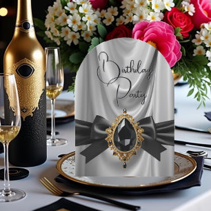 Invitation Elégant Anniversaire gris or Black Jewel Bow
