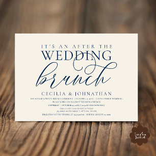 Invitation Élégant Après le Brunch de Mariage Bleu Nuit Ivoir