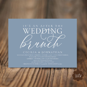 Invitation Élégant Après le Brunch de Mariage Moderne Bleu Po