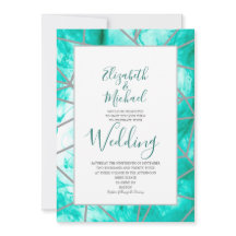 Elégant Aqua bleu géométrique Mariage officiel
