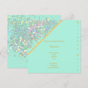 INVITATION ÉLÉGANT AQUA BLEU OR PASTEL SPOT ANNIVERSAIRE 2