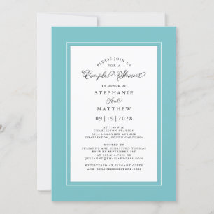 Invitation Elégant Aqua Blue Green Mariage Couples Douche ave