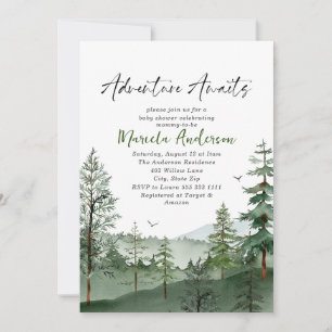 Invitation Elégant Aquarelle Aventure Attend Baby shower