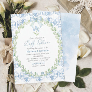 Invitation Elégant Aquarelle bleu Bow Boy Baby shower