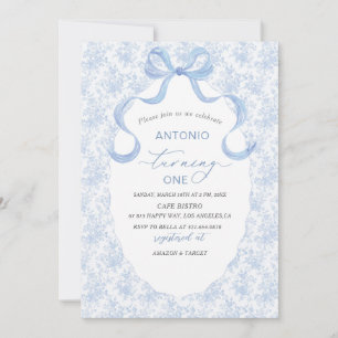 Invitation Elégant Aquarelle bleu Bow Boy Baby shower