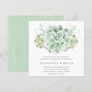 Invitation Elégant Aquarelle Botanique Mariage Succulent