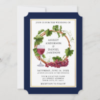 Élégant Aquarelle de raisin Vins Wreath Blue Maria