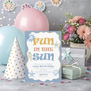 Invitation Élégant Aquarelle Été Amusement au soleil 8e Anniv