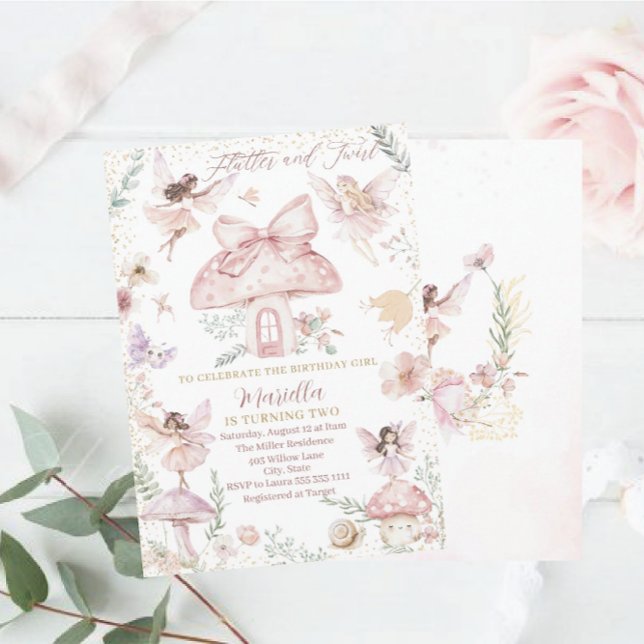 Invitation Elegant aquarelle Fairy fait deux ans (Créateur téléchargé)