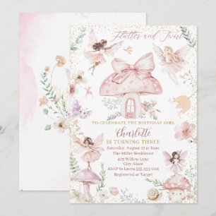 Invitation Elegant aquarelle Fairy fait trois ans