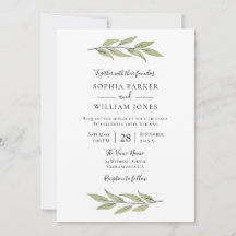Elégant Aquarelle Feuilles Beau Mariage