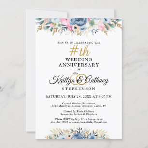 Invitation Elégant aquarelle Floral Anniversaire