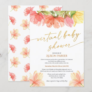 Invitation Elégant aquarelle Floral Gold Script virtuel