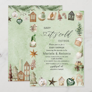 Invitation Elégant aquarelle il fait froid dehors Baby shower