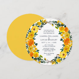Invitation Elégant Aquarelle Jaune Botanique Floral Mariage
