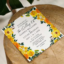Invitation Elégant Aquarelle Jaune Botanique Floral Mariage