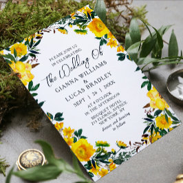 Invitation Elégant Aquarelle Jaune Botanique Floral Mariage