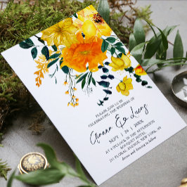 Invitation Elégant Aquarelle Jaune Botanique Floral Mariage