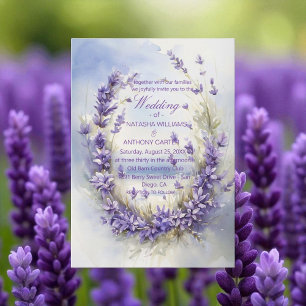 Invitation Elégant Aquarelle Lavender Mariage Rustique