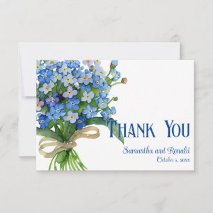 Invitation Elégant aquarelle Oubliez-moi pas de Merci Mariage