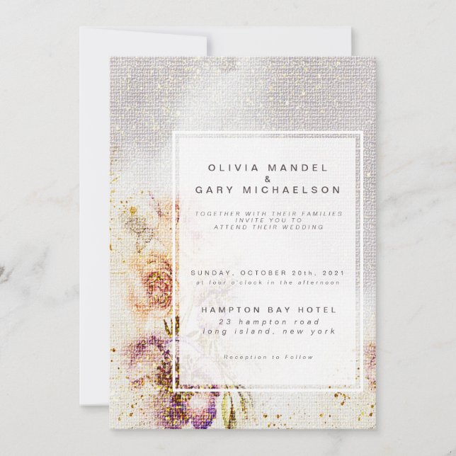 Invitation Elégant aquarelle Peint Floral Mariage (Devant)