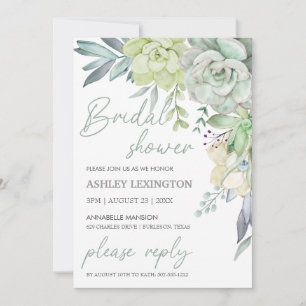 Invitation Élégant Aquarelle Plante Grasse Fête de Mariage