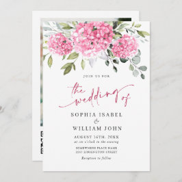 Invitation Elégant aquarelle rose Hydrangea Mariage photo