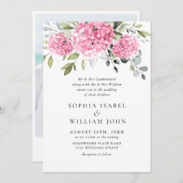 Invitation Elégant aquarelle rose Hydrangea Mariage photo