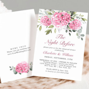 Invitation Elégant Aquarelle Rose Hydrangea Rehearsal Diner